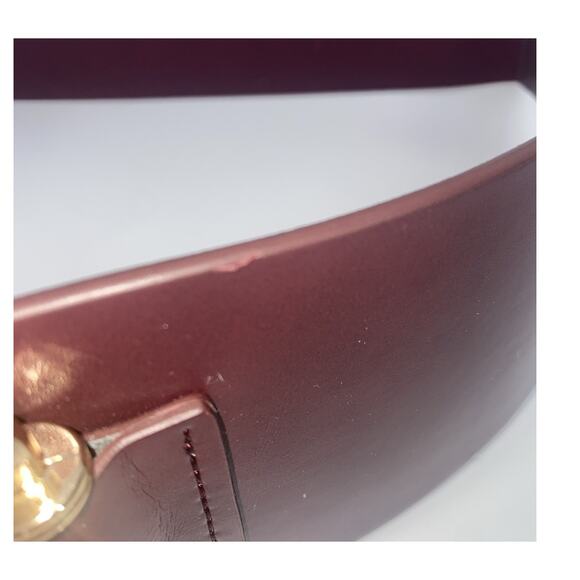 Anthropologie Belt Womens M/L Brown/red Faux Leather Wide Gold Buckle Waist main image 6